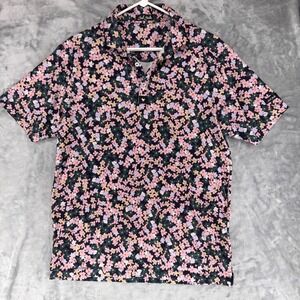 Bad Birdie Mens Golf Polo Shirt Floral Print Short Sleeve Size S